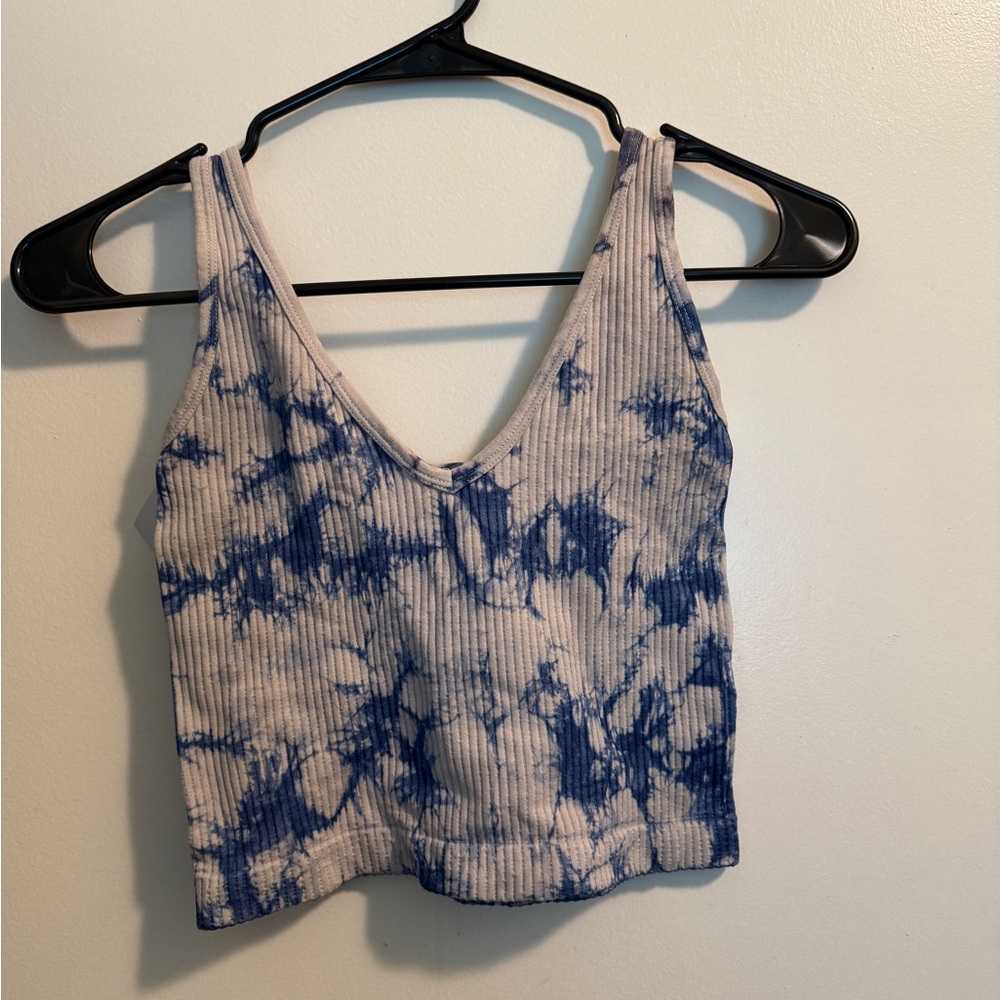 Blue Tie-Dye Crop Top